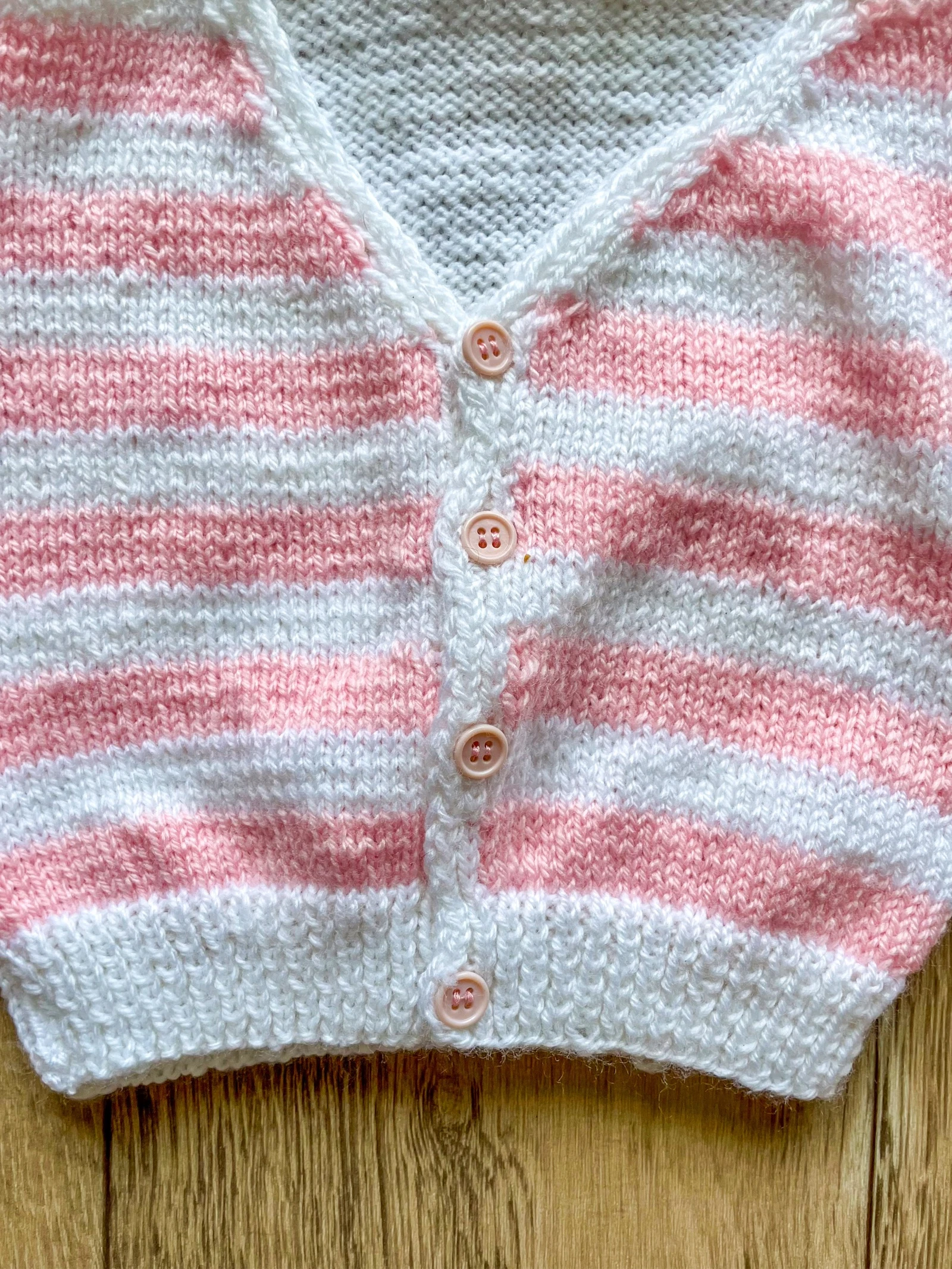 Lot of handmade white and pink striped baby girl vests size 3 months – photo 4
